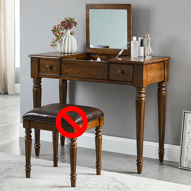 Traditional Vanity Dressing Table Solid Wood 2-Drawer Makeup Vanity Desk Makeup Vanity Brown Clearhalo 'Bedroom Furniture' 'furn' 'furn_makeup_vanities' 'Furniture' 'Makeup Vanities' 'makeup_vanities' 5703259