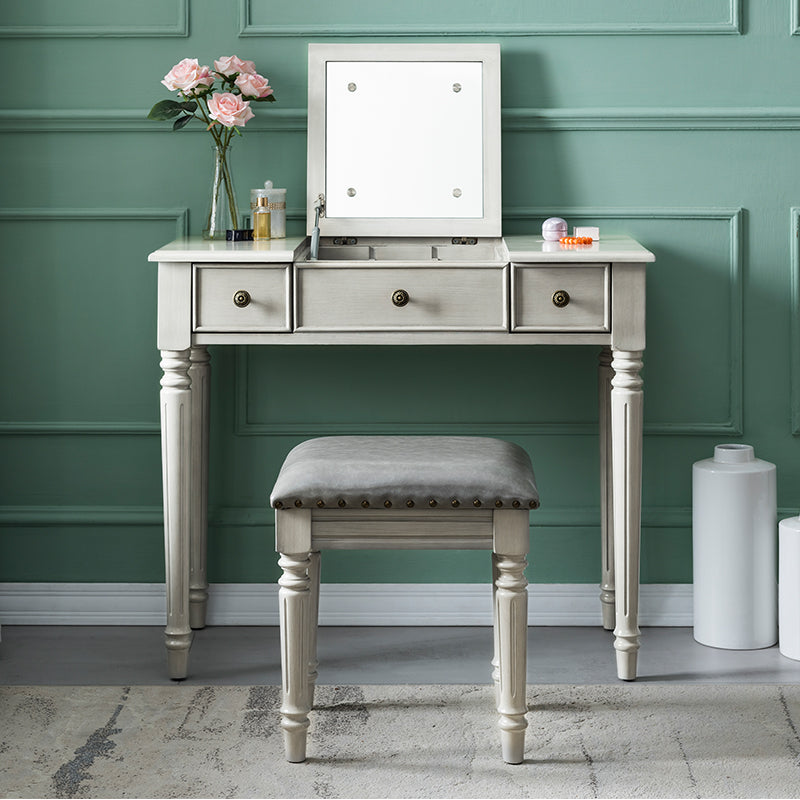 Traditional Vanity Dressing Table Solid Wood 2-Drawer Makeup Vanity Desk Clearhalo 'Bedroom Furniture' 'furn' 'furn_makeup_vanities' 'Furniture' 'Makeup Vanities' 'makeup_vanities' 5703261