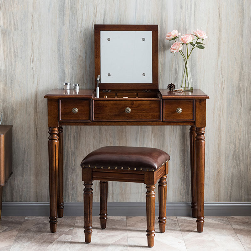 Traditional Vanity Dressing Table Solid Wood 2-Drawer Makeup Vanity Desk Clearhalo 'Bedroom Furniture' 'furn' 'furn_makeup_vanities' 'Furniture' 'Makeup Vanities' 'makeup_vanities' 5703262