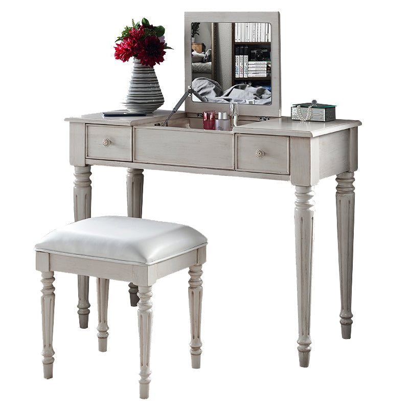 Traditional Vanity Dressing Table Solid Wood 2-Drawer Makeup Vanity Desk Clearhalo 'Bedroom Furniture' 'furn' 'furn_makeup_vanities' 'Furniture' 'Makeup Vanities' 'makeup_vanities' 5703263
