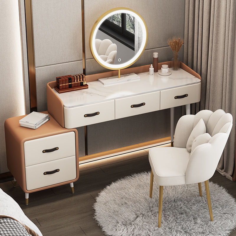 Glam Make-up Vanity Slate Top Vanity Dressing Table Set with Drawers