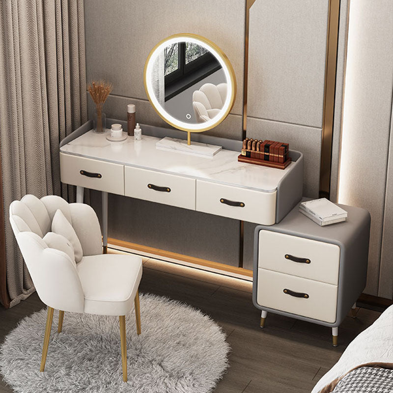 Glam Make-up Vanity Slate Top Vanity Dressing Table Set with Drawers