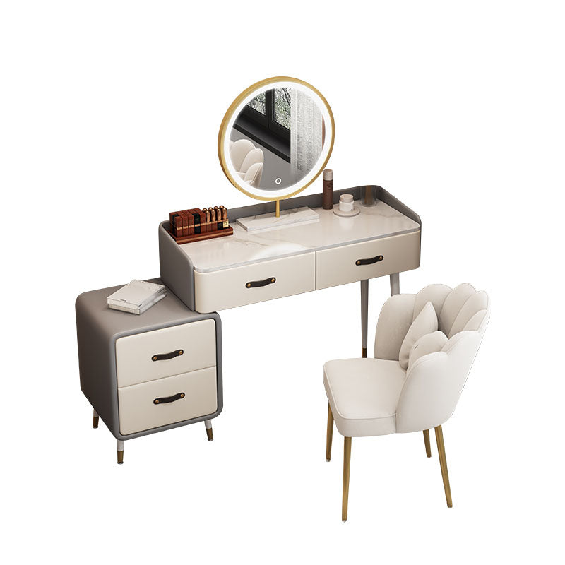 Glam Make-up Vanity Slate Top Vanity Dressing Table Set with Drawers