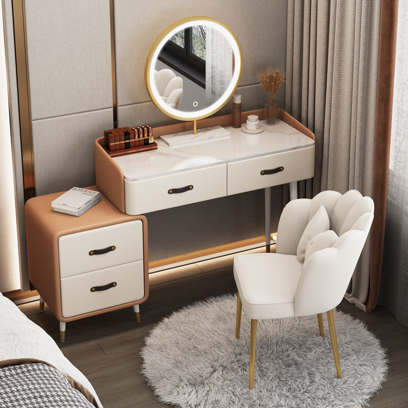 Glam Make-up Vanity Slate Top Vanity Dressing Table Set with Drawers