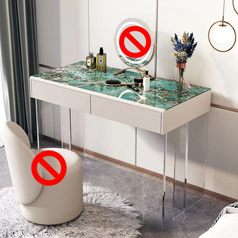 Contemporary 2-Drawer Vanity Dressing Table Slate Top Make-up Vanity