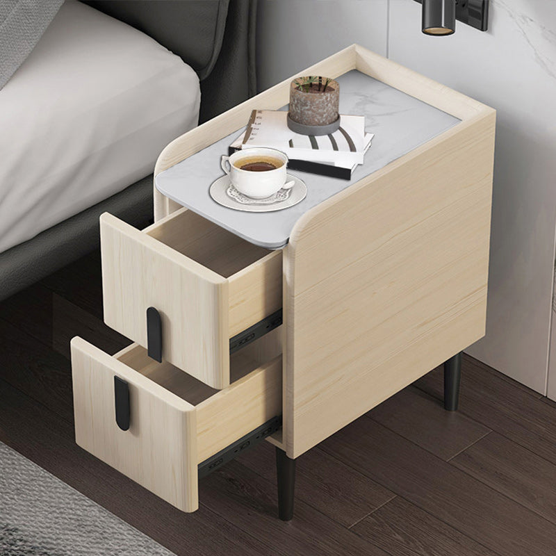 20 Zoll großer Nachttisch moderner Stein-Faux-Leder 2-Dränger-Beine inklusive Nachttisch enthalten