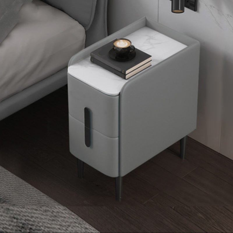 20 Zoll großer Nachttisch moderner Stein-Faux-Leder 2-Dränger-Beine inklusive Nachttisch enthalten