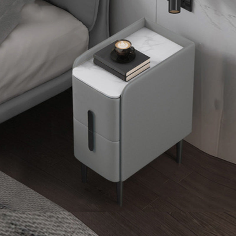 20 Zoll großer Nachttisch moderner Stein-Faux-Leder 2-Dränger-Beine inklusive Nachttisch enthalten