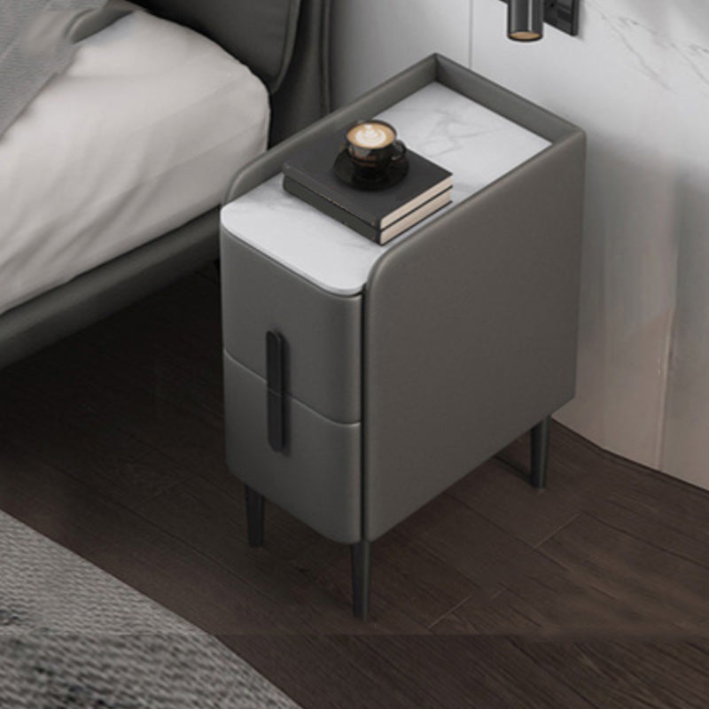 20 Zoll großer Nachttisch moderner Stein-Faux-Leder 2-Dränger-Beine inklusive Nachttisch enthalten