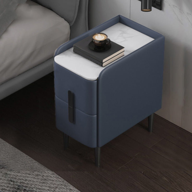 20 Zoll großer Nachttisch moderner Stein-Faux-Leder 2-Dränger-Beine inklusive Nachttisch enthalten