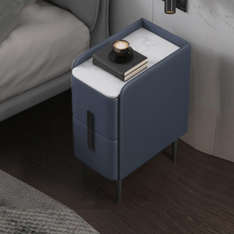 20 Zoll großer Nachttisch moderner Stein-Faux-Leder 2-Dränger-Beine inklusive Nachttisch enthalten