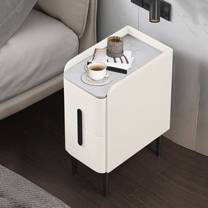 20 Zoll großer Nachttisch moderner Stein-Faux-Leder 2-Dränger-Beine inklusive Nachttisch enthalten