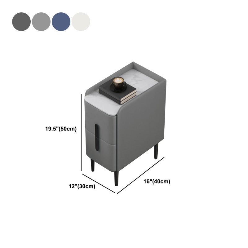 20 Zoll großer Nachttisch moderner Stein-Faux-Leder 2-Dränger-Beine inklusive Nachttisch enthalten