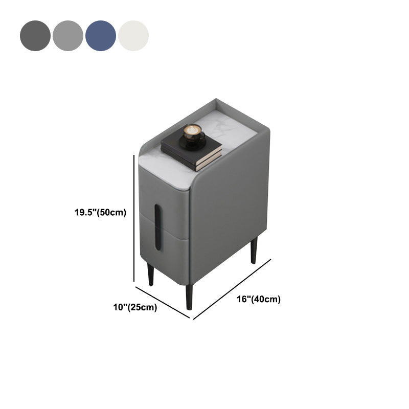 20 Zoll großer Nachttisch moderner Stein-Faux-Leder 2-Dränger-Beine inklusive Nachttisch enthalten