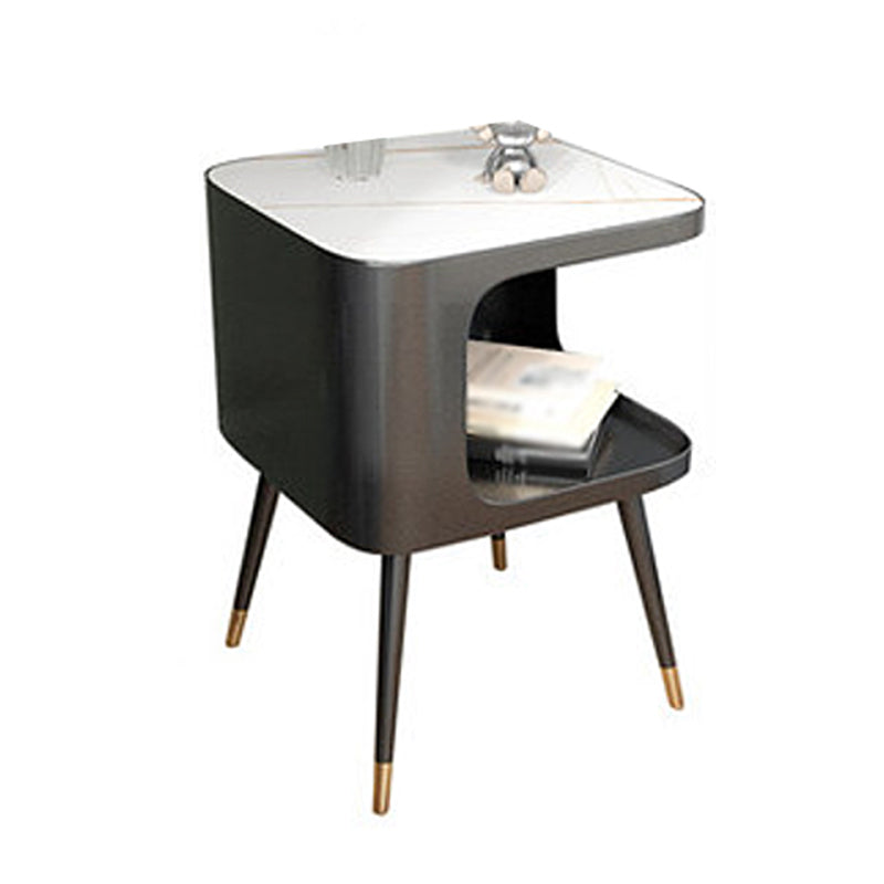 Table nause de nuit moderne de 20 pouces H ouverte en pierre supérieure Les jambes supérieures incluent la table de nuit