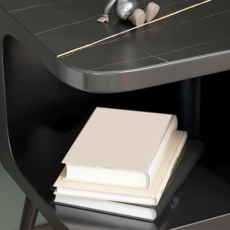 Table nause de nuit moderne de 20 pouces H ouverte en pierre supérieure Les jambes supérieures incluent la table de nuit