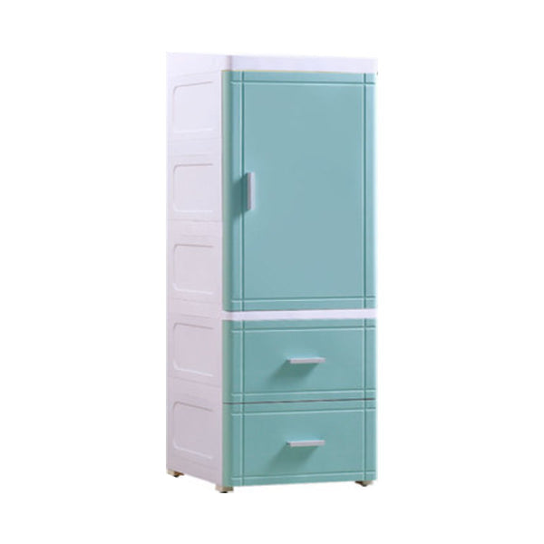 37.4" H 2/3-Drawer Nightstand 1-Door Plastic Night Table in White/Green/Grey 14"L x 16"W x 37"H White-Green 2 Clearhalo 'Bedroom Furniture' 'furn' 'furn_night_stand' 'Furniture' 'night_stand' 'Nightstands' 5705662