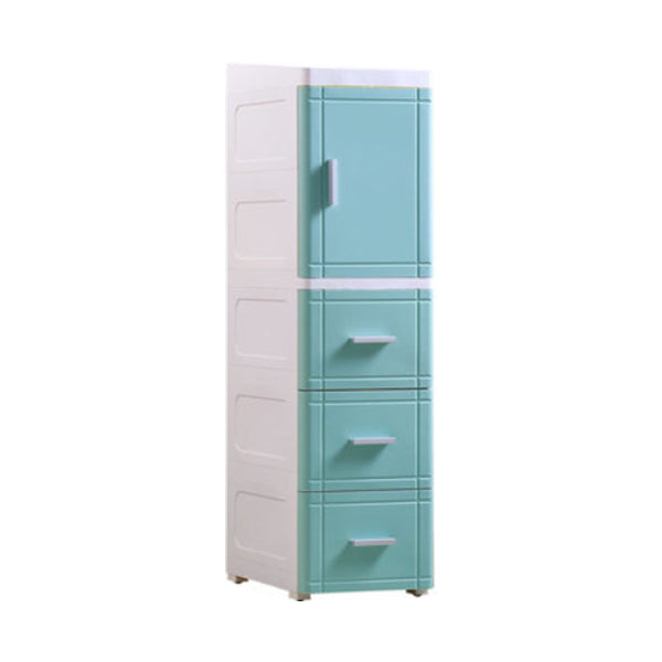37.4" H 2/3-Drawer Nightstand 1-Door Plastic Night Table in White/Green/Grey 10"L x 16"W x 37"H White-Green 3 Clearhalo 'Bedroom Furniture' 'furn' 'furn_night_stand' 'Furniture' 'night_stand' 'Nightstands' 5705664