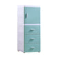 37.4" H 2/3-Drawer Nightstand 1-Door Plastic Night Table in White/Green/Grey 14"L x 16"W x 37"H White-Green 3 Clearhalo 'Bedroom Furniture' 'furn' 'furn_night_stand' 'Furniture' 'night_stand' 'Nightstands' 5705665