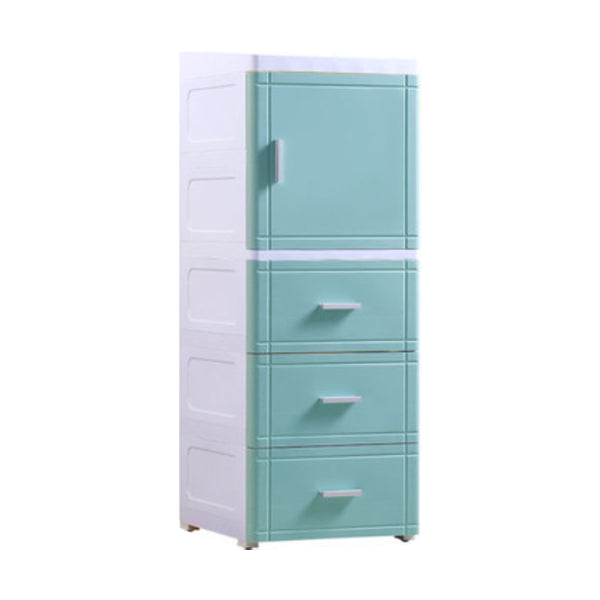 37.4" H 2/3-Drawer Nightstand 1-Door Plastic Night Table in White/Green/Grey 14"L x 16"W x 37"H White-Green 3 Clearhalo 'Bedroom Furniture' 'furn' 'furn_night_stand' 'Furniture' 'night_stand' 'Nightstands' 5705665