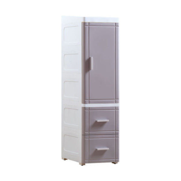 37.4" H 2/3-Drawer Nightstand 1-Door Plastic Night Table in White/Green/Grey 10"L x 16"W x 37"H Gray-White 2 Clearhalo 'Bedroom Furniture' 'furn' 'furn_night_stand' 'Furniture' 'night_stand' 'Nightstands' 5705667