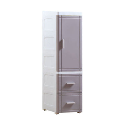 37.4" H 2/3-Drawer Nightstand 1-Door Plastic Night Table in White/Green/Grey 10"L x 16"W x 37"H Gray-White 2 Clearhalo 'Bedroom Furniture' 'furn' 'furn_night_stand' 'Furniture' 'night_stand' 'Nightstands' 5705667