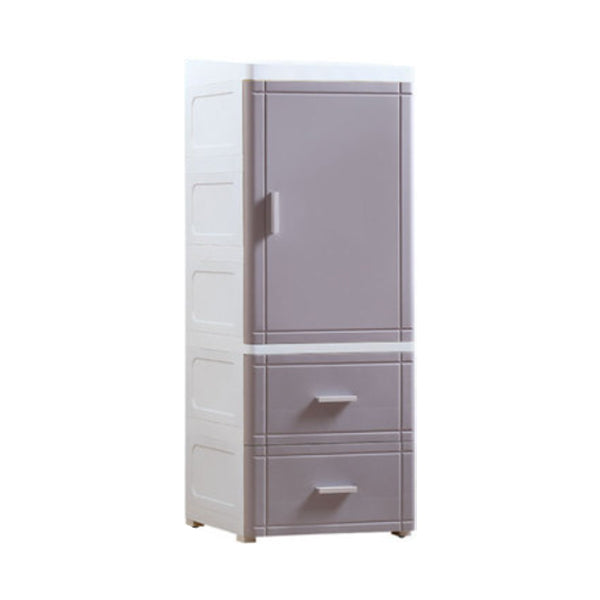 37.4" H 2/3-Drawer Nightstand 1-Door Plastic Night Table in White/Green/Grey 14"L x 16"W x 37"H Gray-White 2 Clearhalo 'Bedroom Furniture' 'furn' 'furn_night_stand' 'Furniture' 'night_stand' 'Nightstands' 5705669