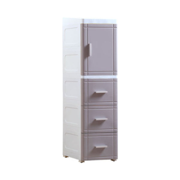 37.4" H 2/3-Drawer Nightstand 1-Door Plastic Night Table in White/Green/Grey 10"L x 16"W x 37"H Gray-White 3 Clearhalo 'Bedroom Furniture' 'furn' 'furn_night_stand' 'Furniture' 'night_stand' 'Nightstands' 5705670