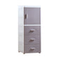 37.4" H 2/3-Drawer Nightstand 1-Door Plastic Night Table in White/Green/Grey 14"L x 16"W x 37"H Gray-White 3 Clearhalo 'Bedroom Furniture' 'furn' 'furn_night_stand' 'Furniture' 'night_stand' 'Nightstands' 5705671
