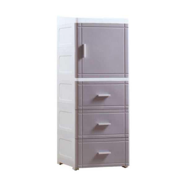 37.4" H 2/3-Drawer Nightstand 1-Door Plastic Night Table in White/Green/Grey 14"L x 16"W x 37"H Gray-White 3 Clearhalo 'Bedroom Furniture' 'furn' 'furn_night_stand' 'Furniture' 'night_stand' 'Nightstands' 5705671