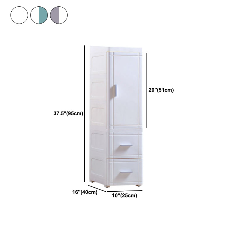 37.4" H 2/3-Drawer Nightstand 1-Door Plastic Night Table in White/Green/Grey Clearhalo 'Bedroom Furniture' 'furn' 'furn_night_stand' 'Furniture' 'night_stand' 'Nightstands' 5705672