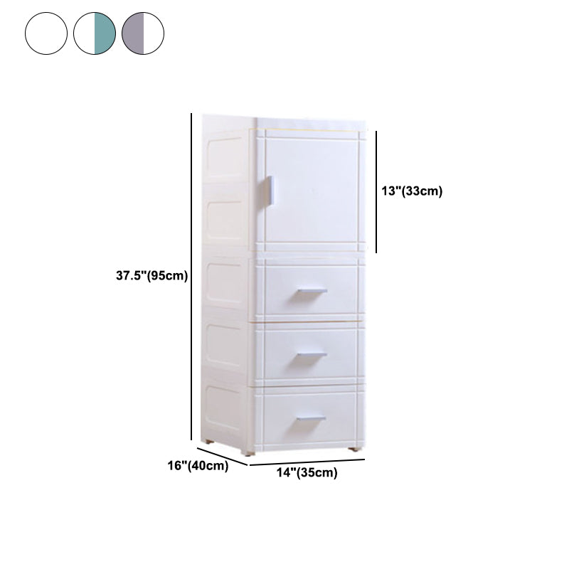 37.4" H 2/3-Drawer Nightstand 1-Door Plastic Night Table in White/Green/Grey Clearhalo 'Bedroom Furniture' 'furn' 'furn_night_stand' 'Furniture' 'night_stand' 'Nightstands' 5705675