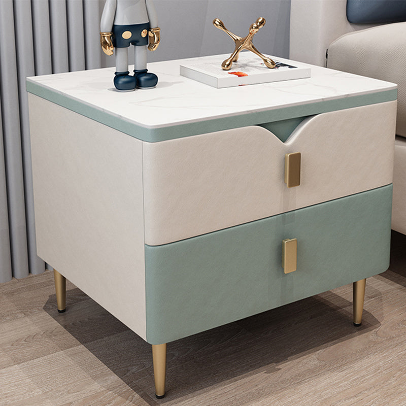 Table de nuit à 2 dessins Glam 18 pouces H Table de nuit en pierre avec jambes