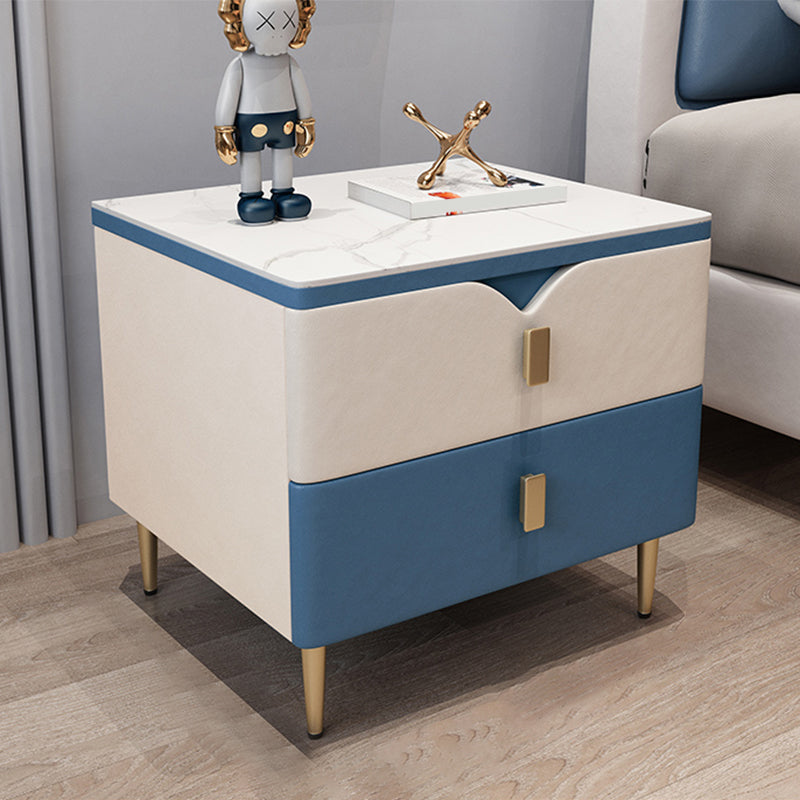 Table de nuit à 2 dessins Glam 18 pouces H Table de nuit en pierre avec jambes