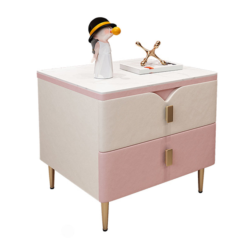 Table de nuit à 2 dessins Glam 18 pouces H Table de nuit en pierre avec jambes