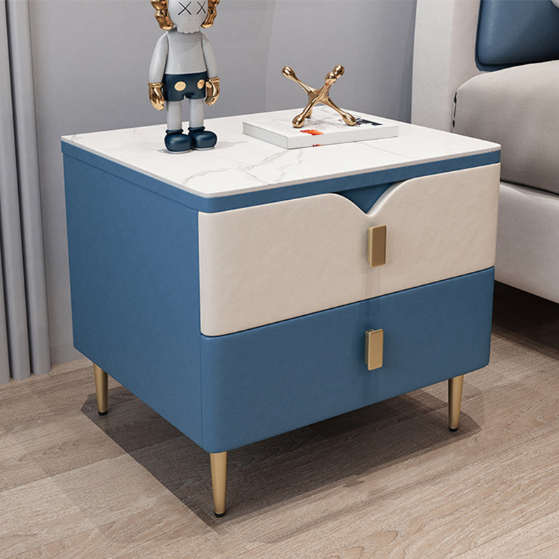 Table de nuit à 2 dessins Glam 18 pouces H Table de nuit en pierre avec jambes