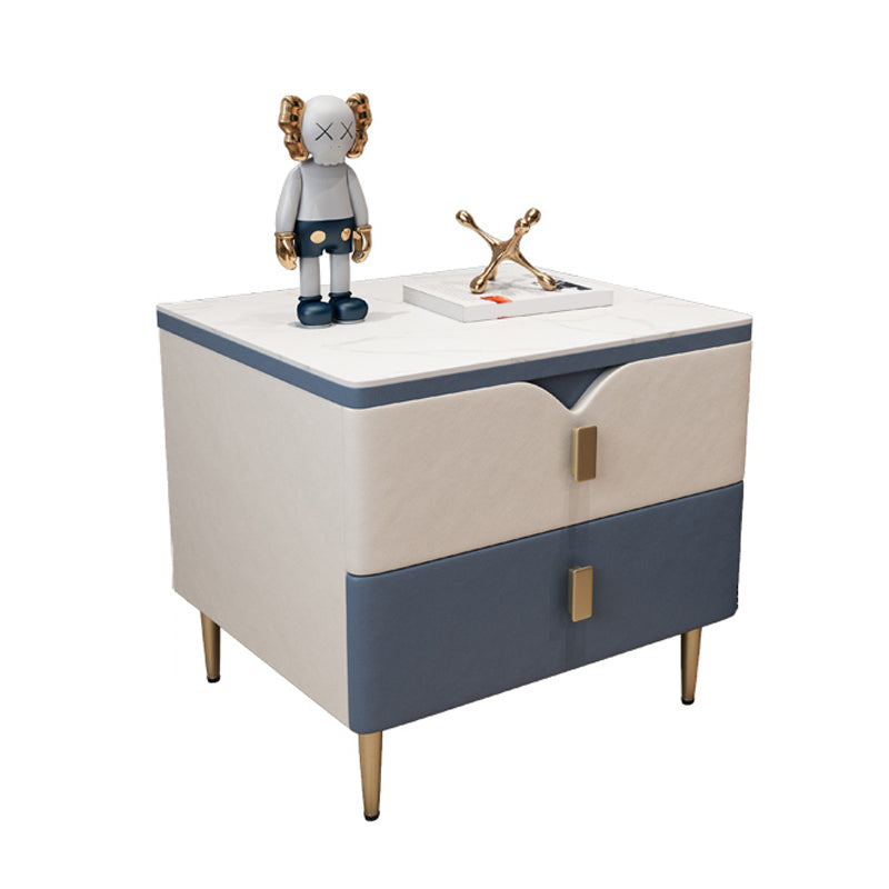 Table de nuit à 2 dessins Glam 18 pouces H Table de nuit en pierre avec jambes