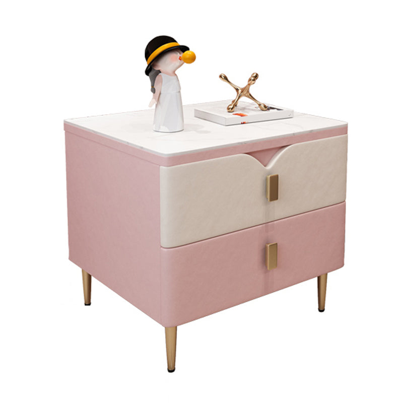 Table de nuit à 2 dessins Glam 18 pouces H Table de nuit en pierre avec jambes