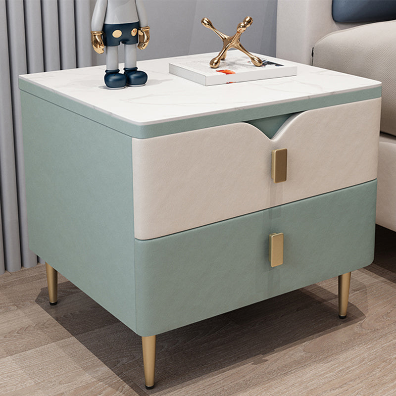 Table de nuit à 2 dessins Glam 18 pouces H Table de nuit en pierre avec jambes