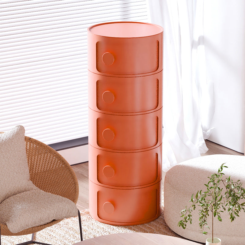 Plastic Bed Cabinet Modern Round Left Side Door Bed Nightstand 13"L x 13"W x 37"H Pink Clearhalo 'Bedroom Furniture' 'furn' 'furn_night_stand' 'Furniture' 'night_stand' 'Nightstands' 5705742