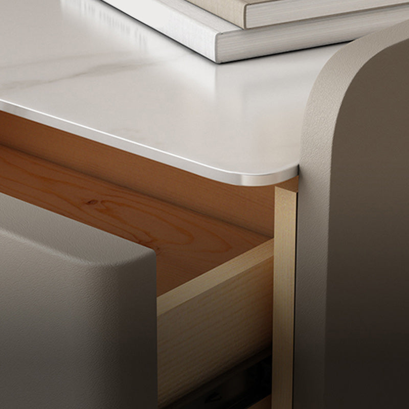 Modern Stone Top Bed Nightstand Solid Wood Faux Leather Drawer Storage Night Table Clearhalo 'Bedroom Furniture' 'furn' 'furn_night_stand' 'Furniture' 'night_stand' 'Nightstands' 5705865