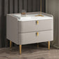 Modern Stone Top Bed Nightstand Solid Wood Faux Leather Drawer Storage Night Table 20"L x 16"W x 18.5"H Grey Clearhalo 'Bedroom Furniture' 'furn' 'furn_night_stand' 'Furniture' 'night_stand' 'Nightstands' 5705871