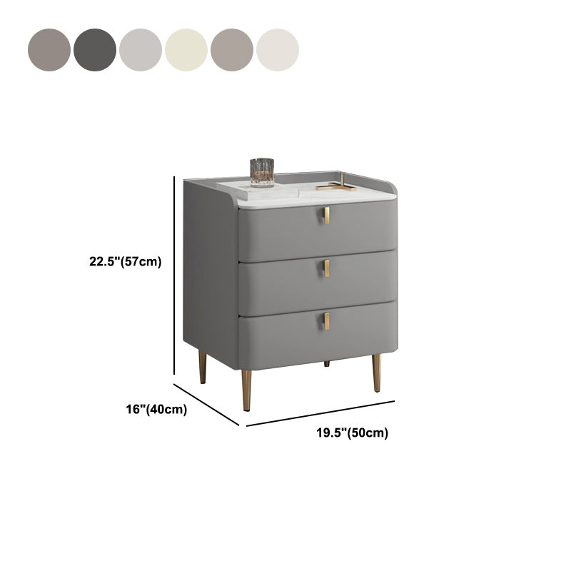 Modern Stone Top Bed Nightstand Solid Wood Faux Leather Drawer Storage Night Table Clearhalo 'Bedroom Furniture' 'furn' 'furn_night_stand' 'Furniture' 'night_stand' 'Nightstands' 5705874