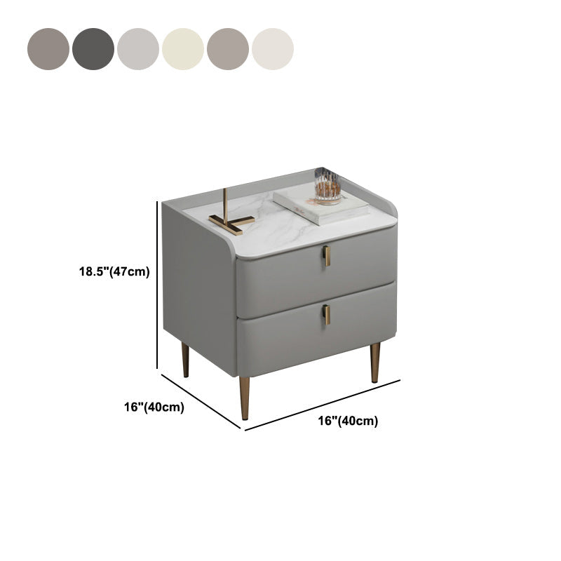 Modern Stone Top Bed Nightstand Solid Wood Faux Leather Drawer Storage Night Table Clearhalo 'Bedroom Furniture' 'furn' 'furn_night_stand' 'Furniture' 'night_stand' 'Nightstands' 5705875
