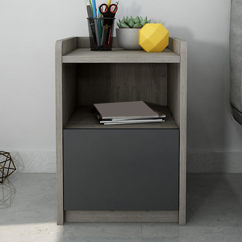 Moderne imitatie houten nachttafel open opslag 1 ladel 20 inch h nachtstandaard