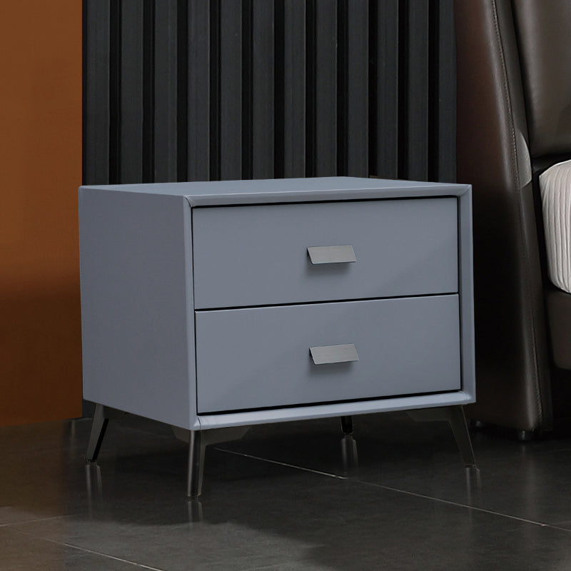 Table de nuit de 18 pouces H faux cuir à 2 dessins modernes table de nuit en bois massif avec jambes