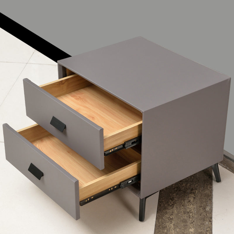 Table de nuit de 18 pouces H faux cuir à 2 dessins modernes table de nuit en bois massif avec jambes