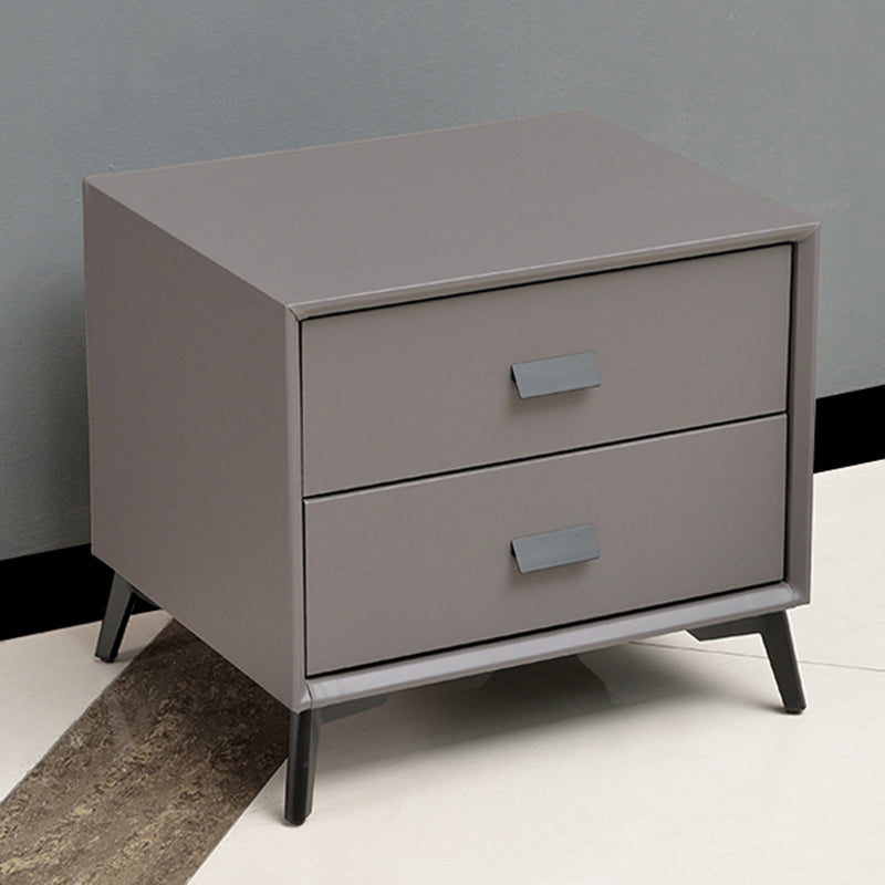 Table de nuit de 18 pouces H faux cuir à 2 dessins modernes table de nuit en bois massif avec jambes