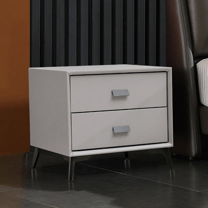 Table de nuit de 18 pouces H faux cuir à 2 dessins modernes table de nuit en bois massif avec jambes