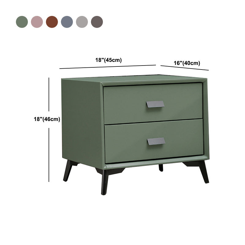 Table de nuit de 18 pouces H faux cuir à 2 dessins modernes table de nuit en bois massif avec jambes
